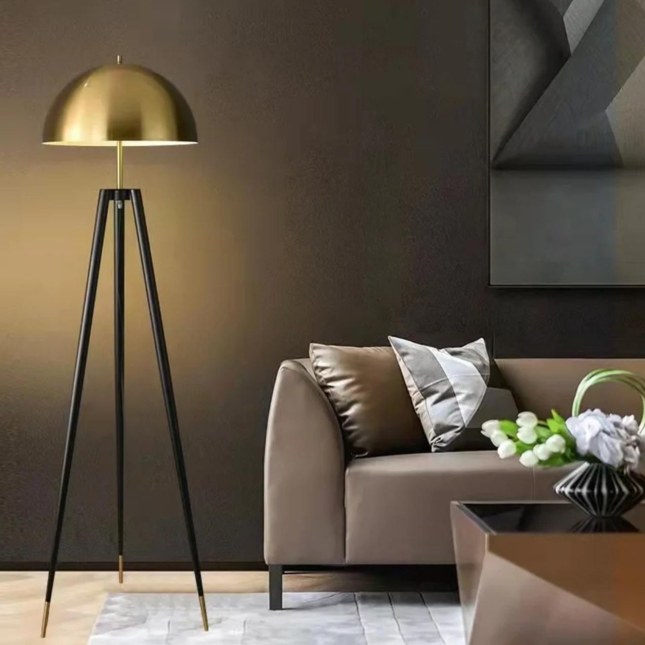 Contemporary Golden Triangle Floor Lamp