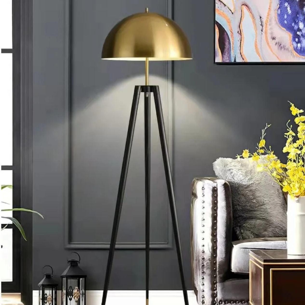 Contemporary Golden Triangle Floor Lamp