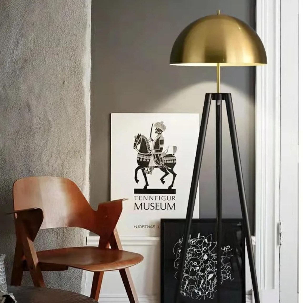 Contemporary Golden Triangle Floor Lamp