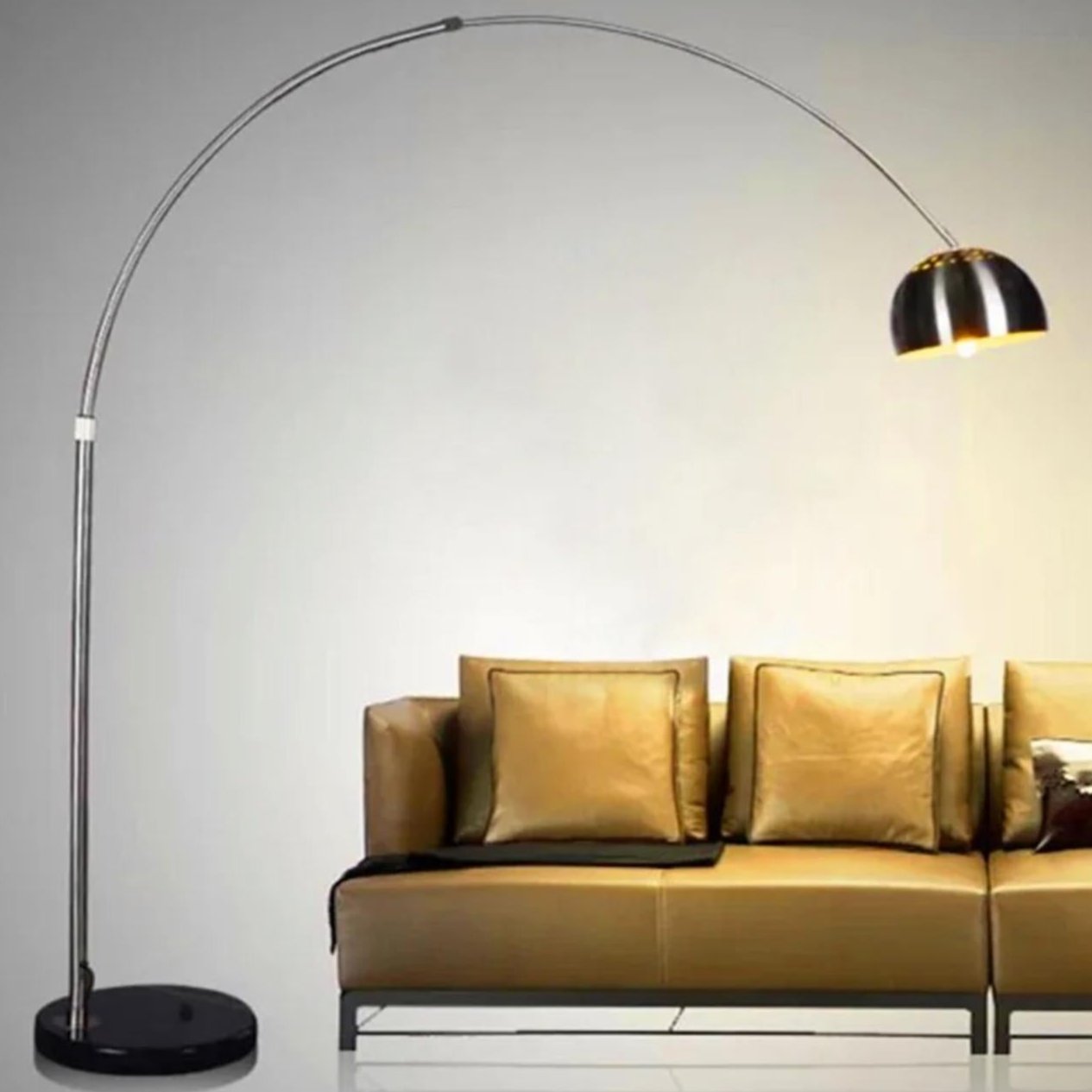 Modern Arc Floor Lamp With Marble Base