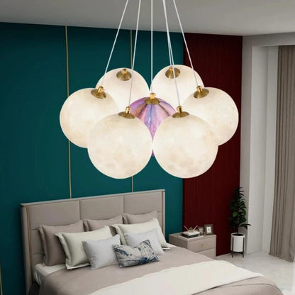 Moon Balls With Middle Purple Ball Chandelier