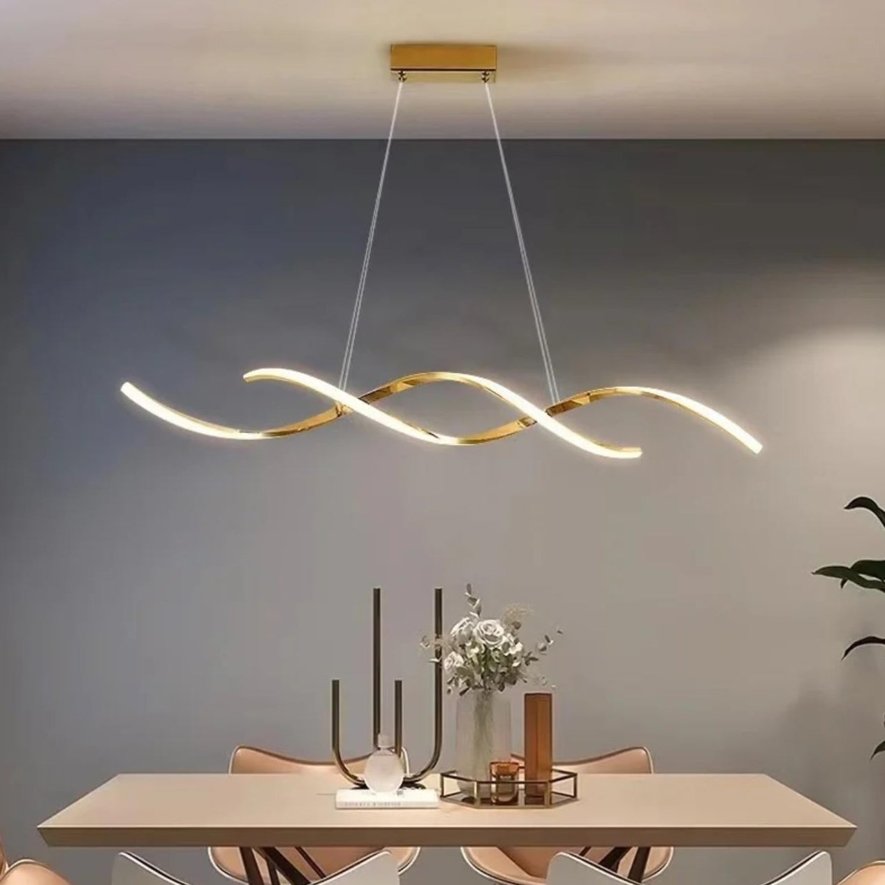 Modern Thin Spiral Chandelier