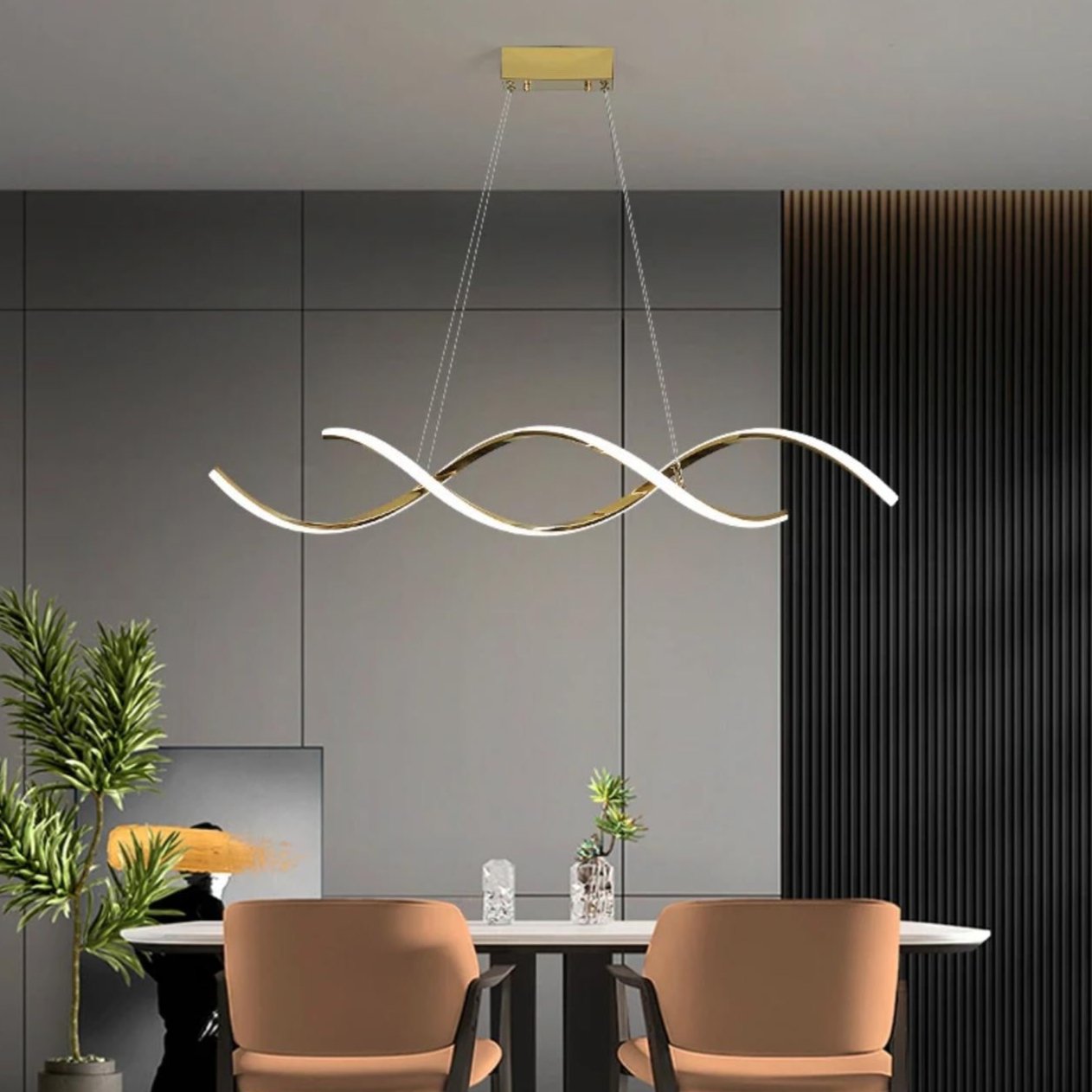 Modern Thin Spiral Chandelier