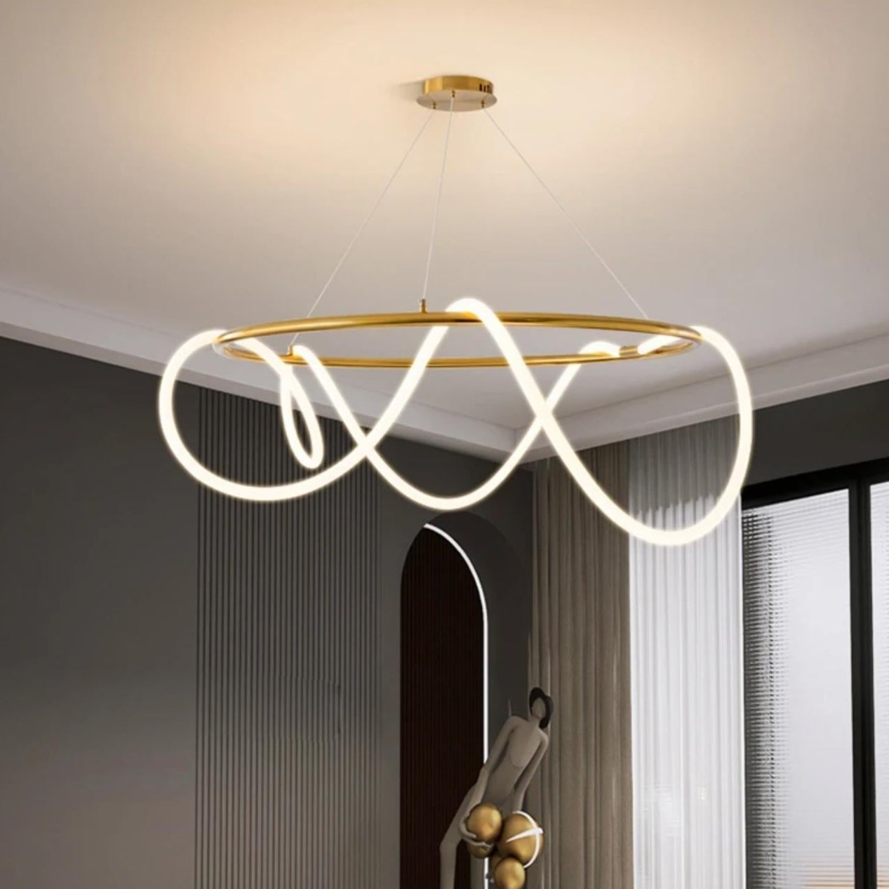 Creative Design Round Bar With Hanging Led Rope