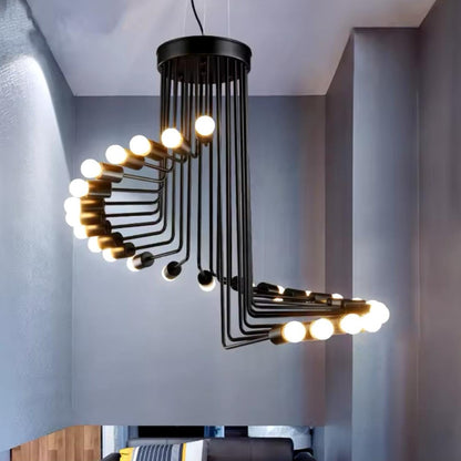 Vintage Long Spiral Chandelier