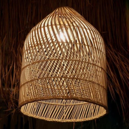 Oval Natural Rattan Pendant Light