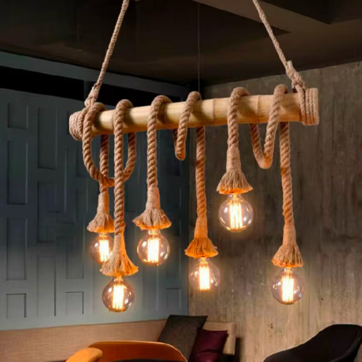 Vintage Rope Bamboo Chandelier