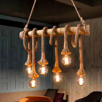 Vintage Rope Bamboo Chandelier