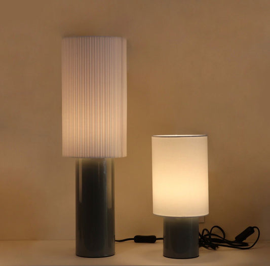 Simple Grey Cylinder Table Lamp