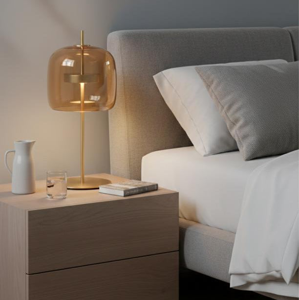 Modern Led Table Lamp With Glass Shade