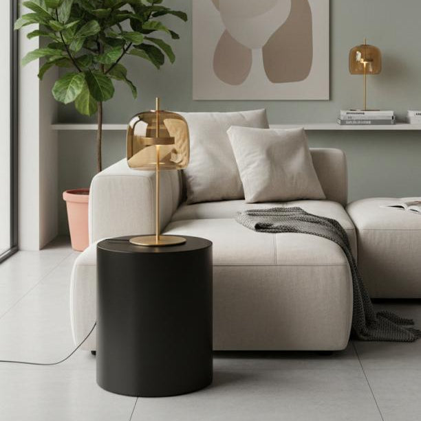 Modern Led Table Lamp With Glass Shade
