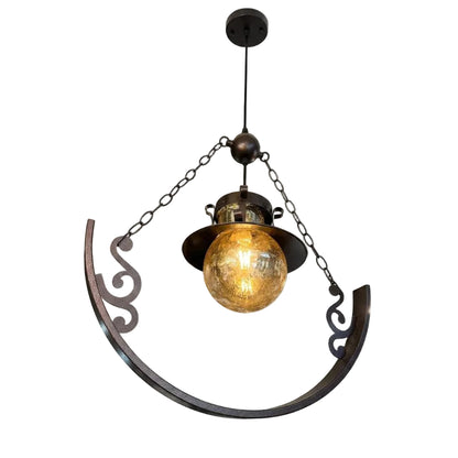 Modern Half Circle With Glass Globe  Pendant Light