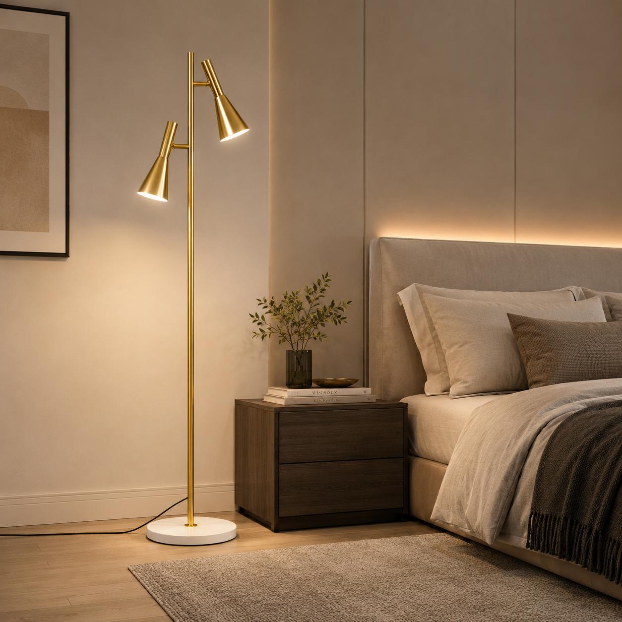 Orbelle Double Head Gold Floor Lamp