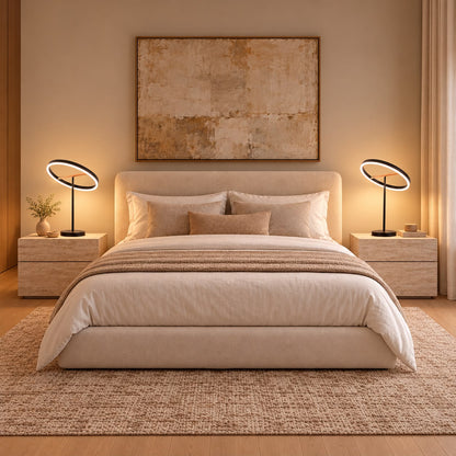 Halo Glow Modern Table Lamp With Tilted Luminous Ring