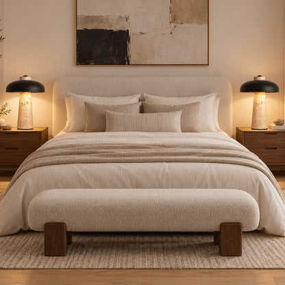 Modern Travertine Black Dome Shade Table Lamp