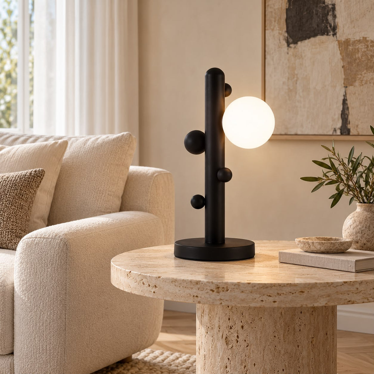 Modern Glowing Globe Stem Table Lamp