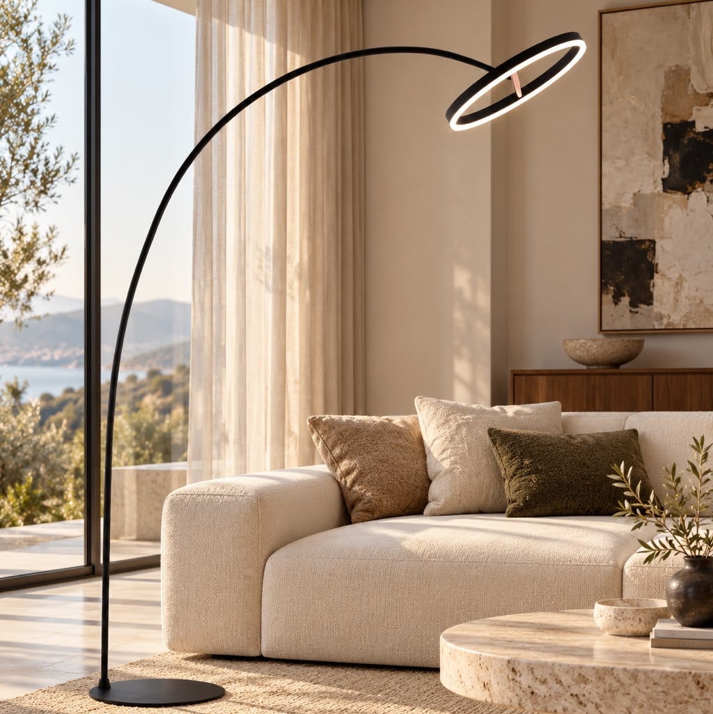 Glowing Ring Curved Floor Lamp