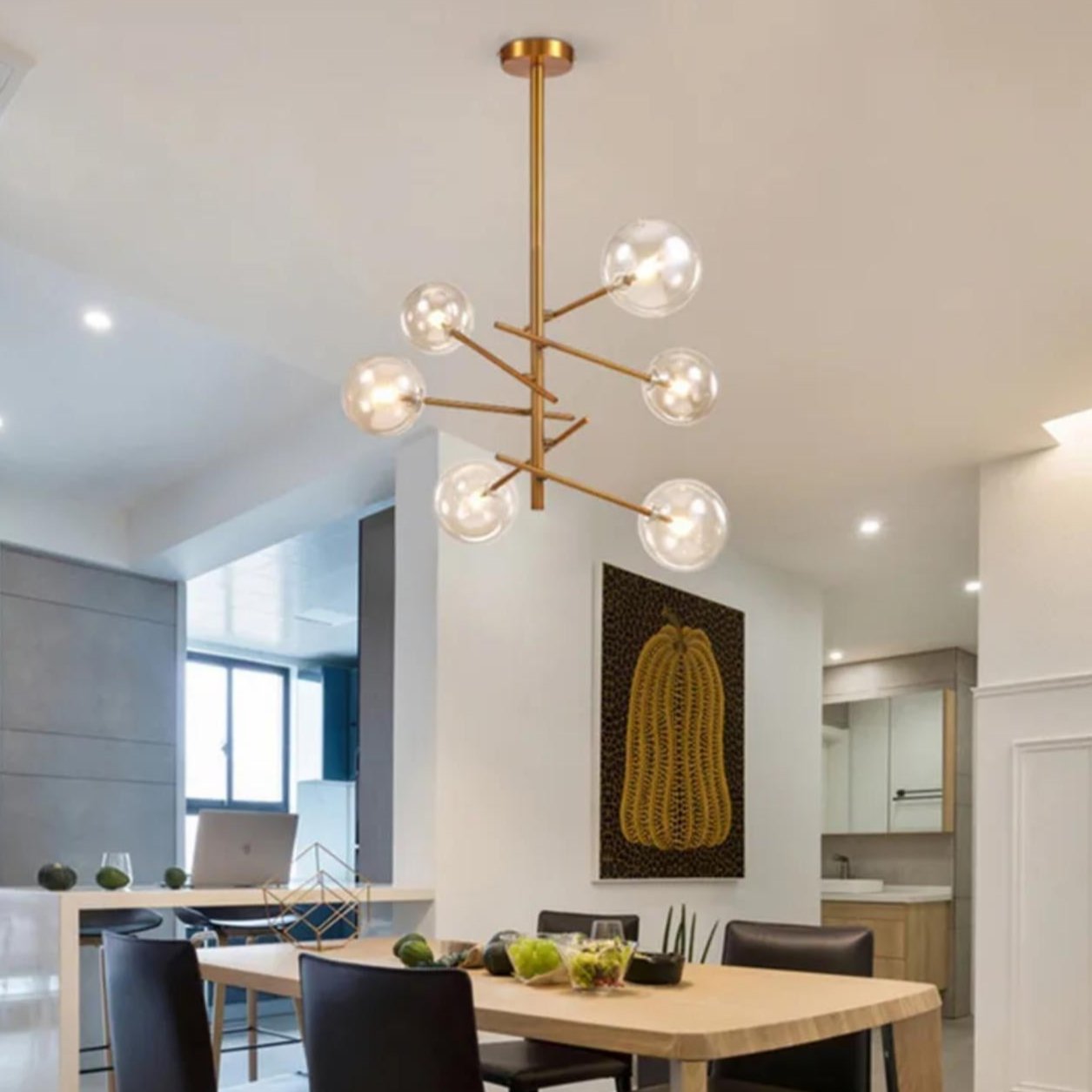 Vertical Modern Ball Chandelier