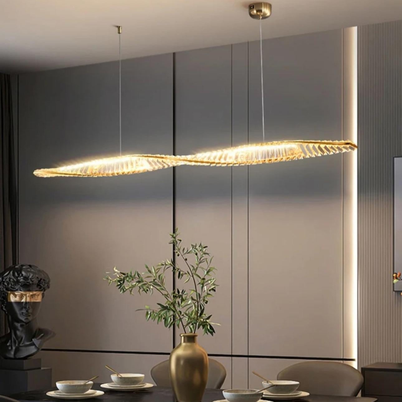 Minimalism Island Rectangular Round Crystal Chandelier