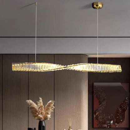 Minimalism Island Rectangular Round Crystal Chandelier