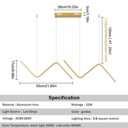 Modern Led Zigzag Chandelier