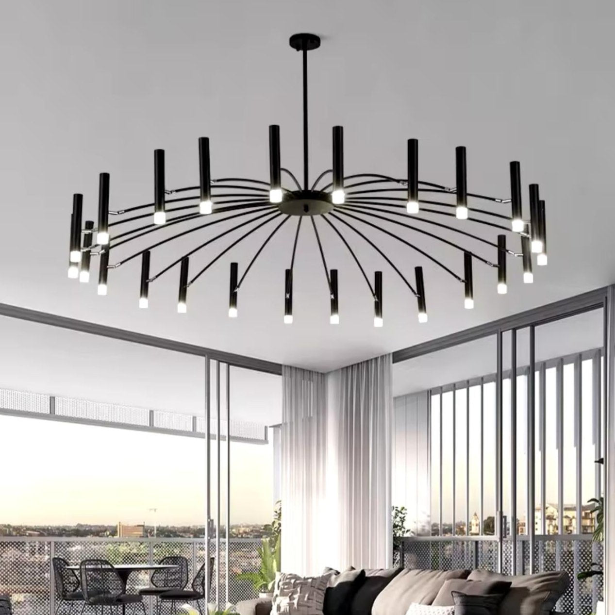 Round Adjustable Candles Chandelier