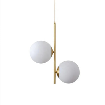 Double Milky Glass Ball Pendant Light