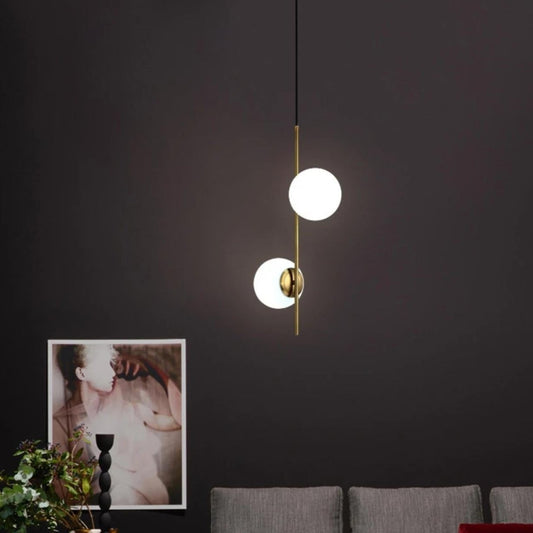 Double Milky Glass Ball Pendant Light