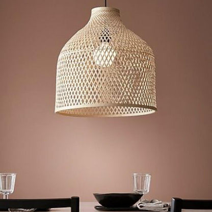 White Rattan Pendant Light