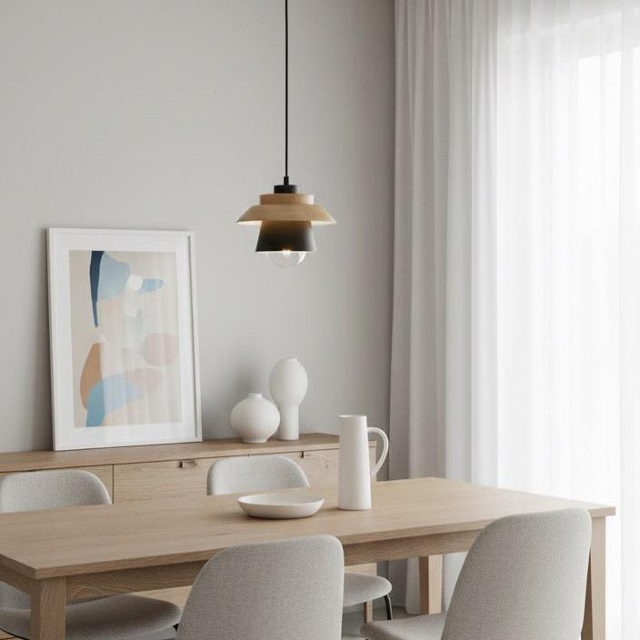 Nordic Solid Wood Wrought Iron Restaurant Mini Ceiling Lamp Indoor