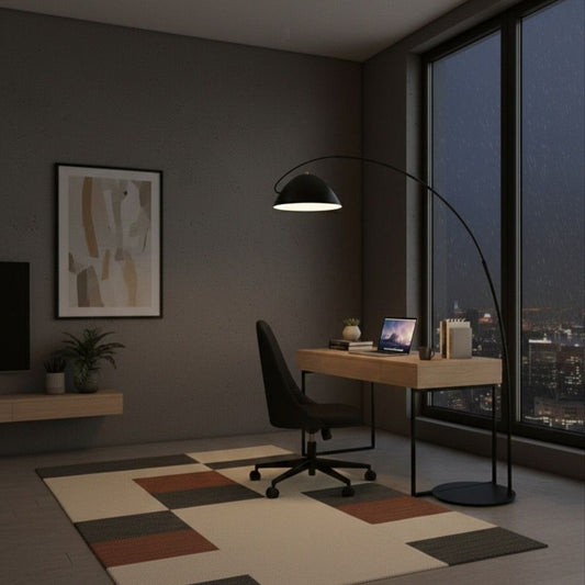 Black Fishing Hook Floor Lamp