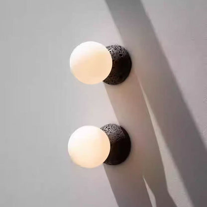 Resin Wall Lamp with Round White Glass Globe