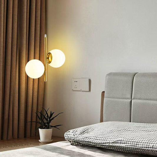 Double Milky Glass Ball Pendant Light