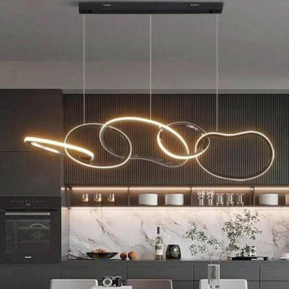 Modern Led Island Five Chain Rings Chandelier