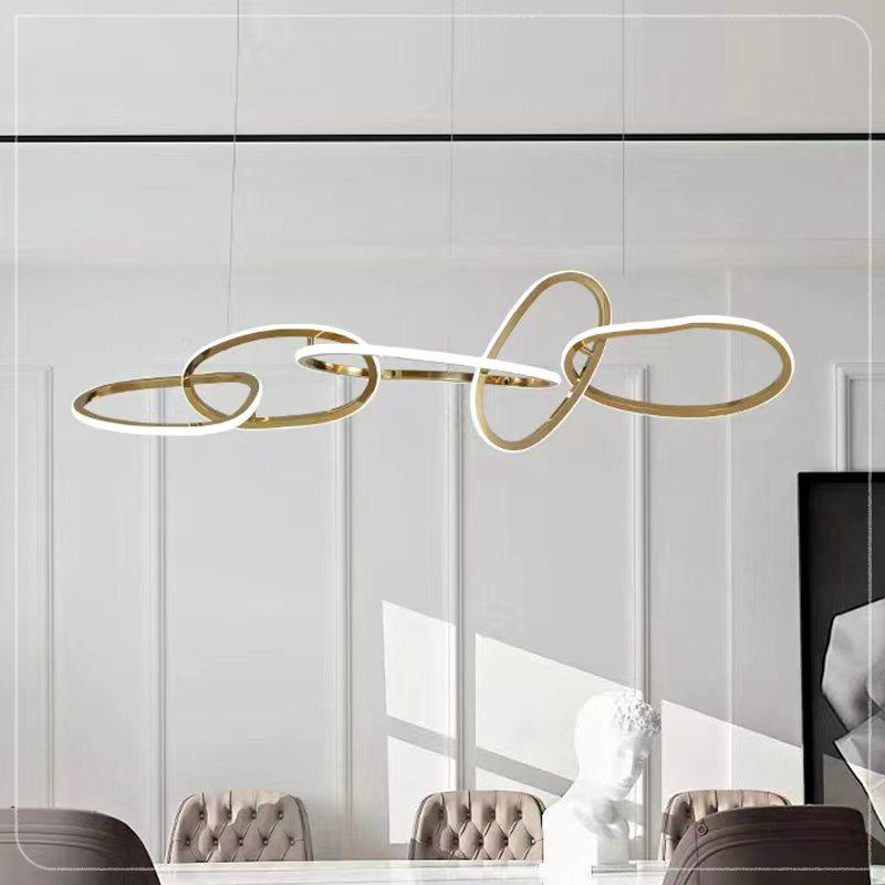 Modern Led Island Five Chain Rings Chandelier
