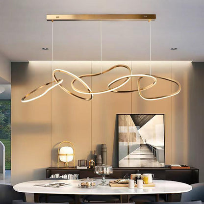Modern Led Island Five Chain Rings Chandelier