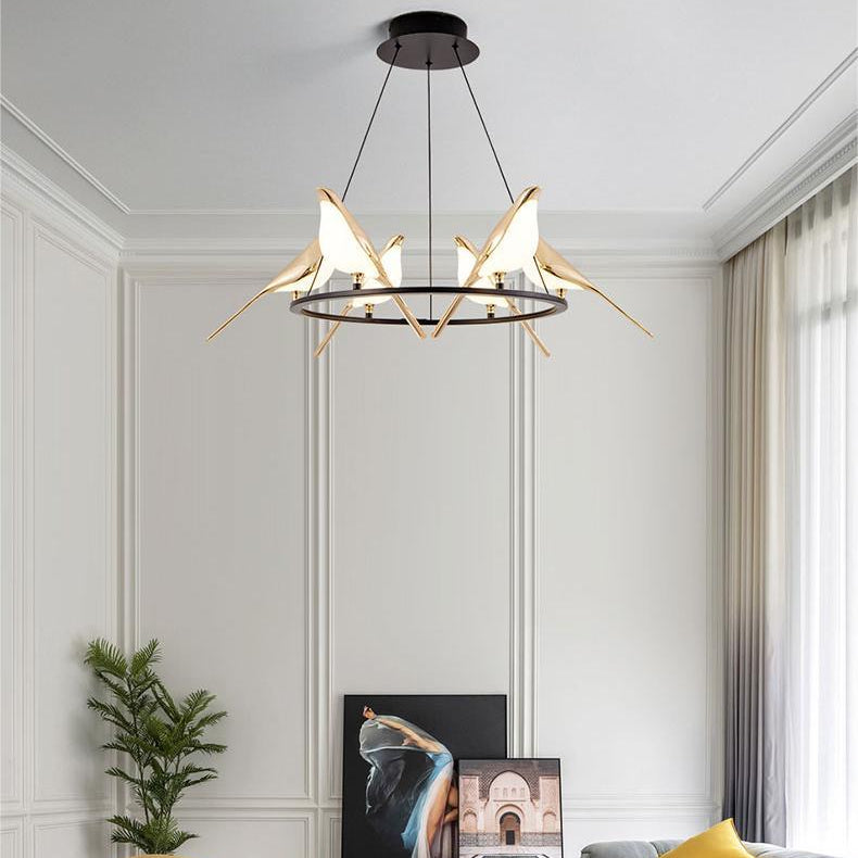 Modern Round Bird's Branch Chandelier