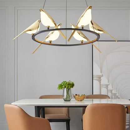 Modern Round Bird's Branch Chandelier