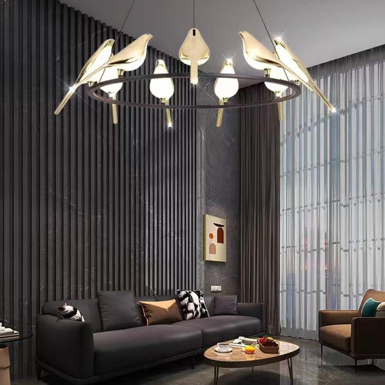 Modern Round Bird's Branch Chandelier