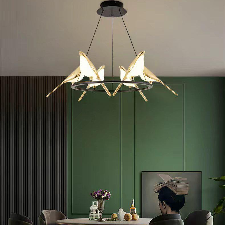 Modern Round Bird's Branch Chandelier