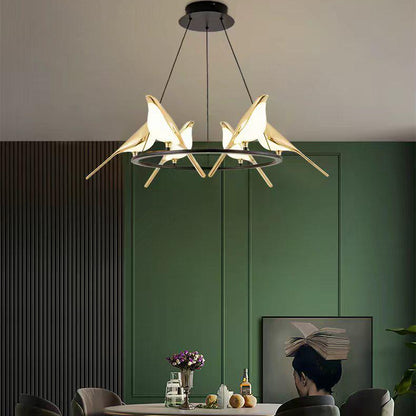 Modern Round Bird's Branch Chandelier