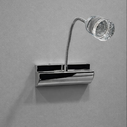 Chrome Mirror Light With  Flexible Gooseneck and Crystal Clear Lens Wall Lamp