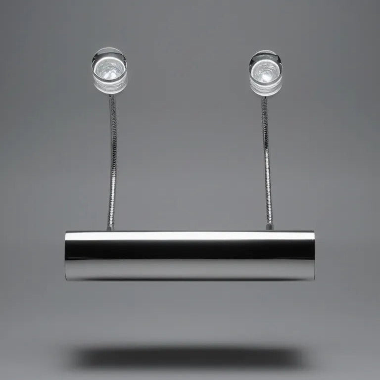Chrome Mirror Light With  Flexible Gooseneck and Crystal Clear Lens Wall Lamp