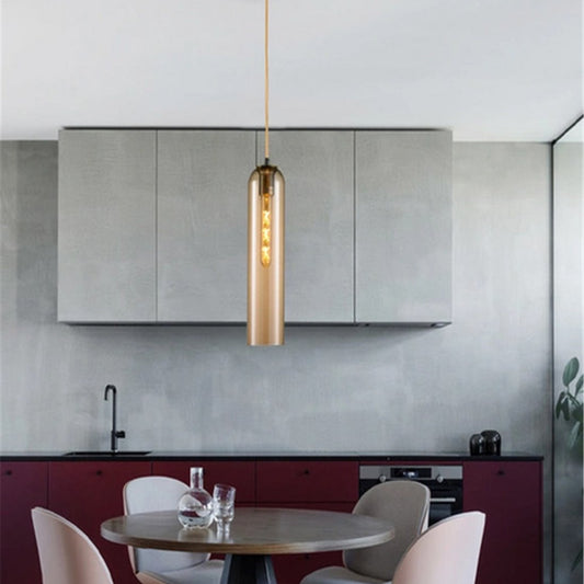 Simple Amber Glass Pendant Light