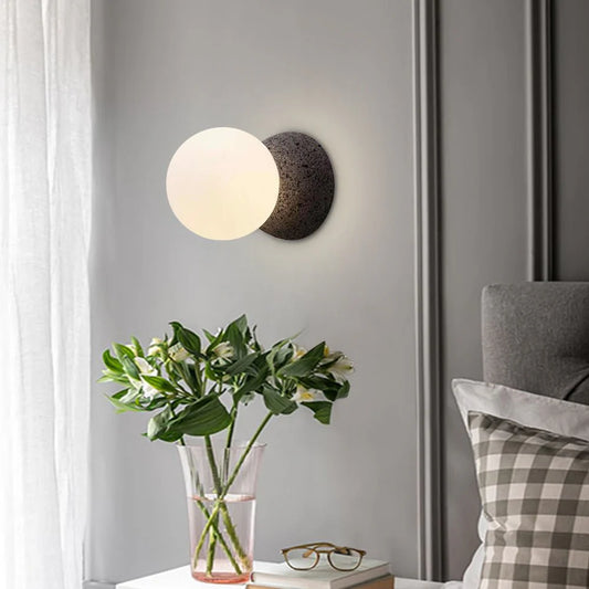 Resin Wall Lamp with Round White Glass Globe
