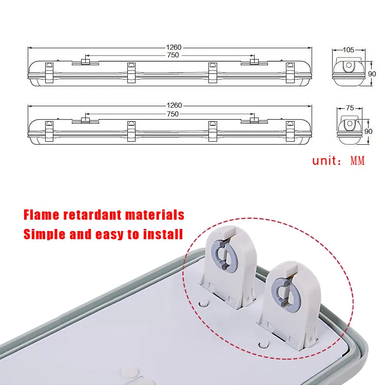 Empty Tube Light Fixture Waterproof